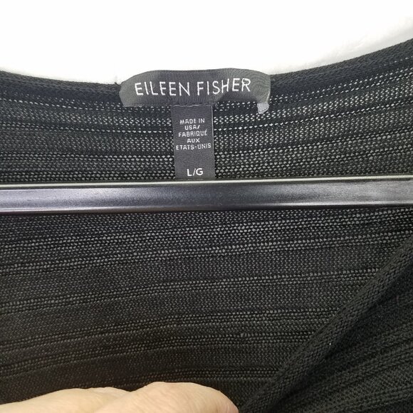 Eileen Fisher Tunic Women's L Asymmetrical Hem Variegated Tencel Rib Knit Sheer - Picture 7 of 12